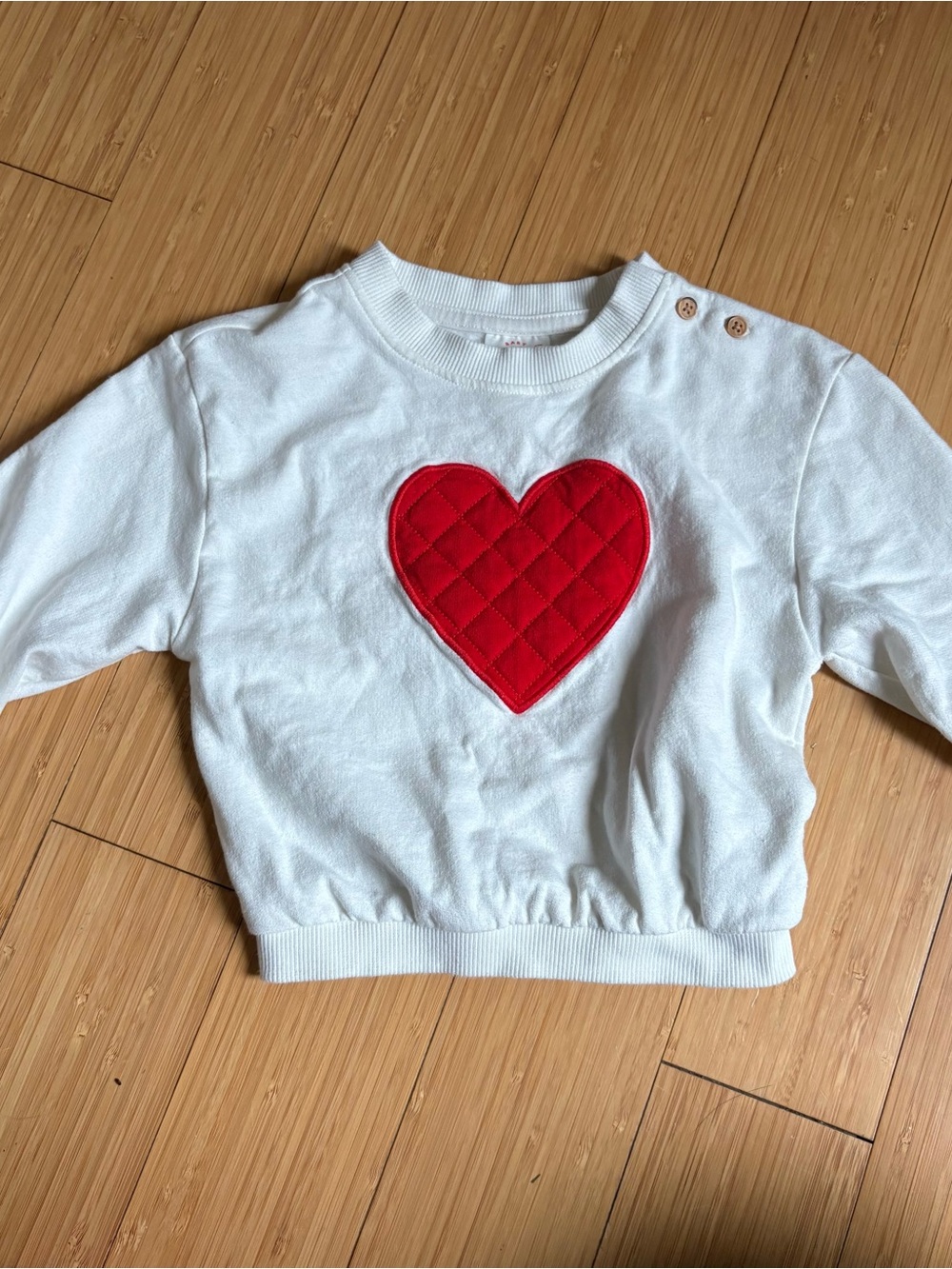 Cat & Jack White Sweatshirt with Quilted Red Heart